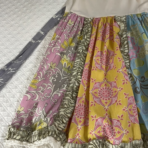 Mustard pie girls boutique twirl dress sz 8 floral ruffle pink grey blue ivory - Picture 3 of 8